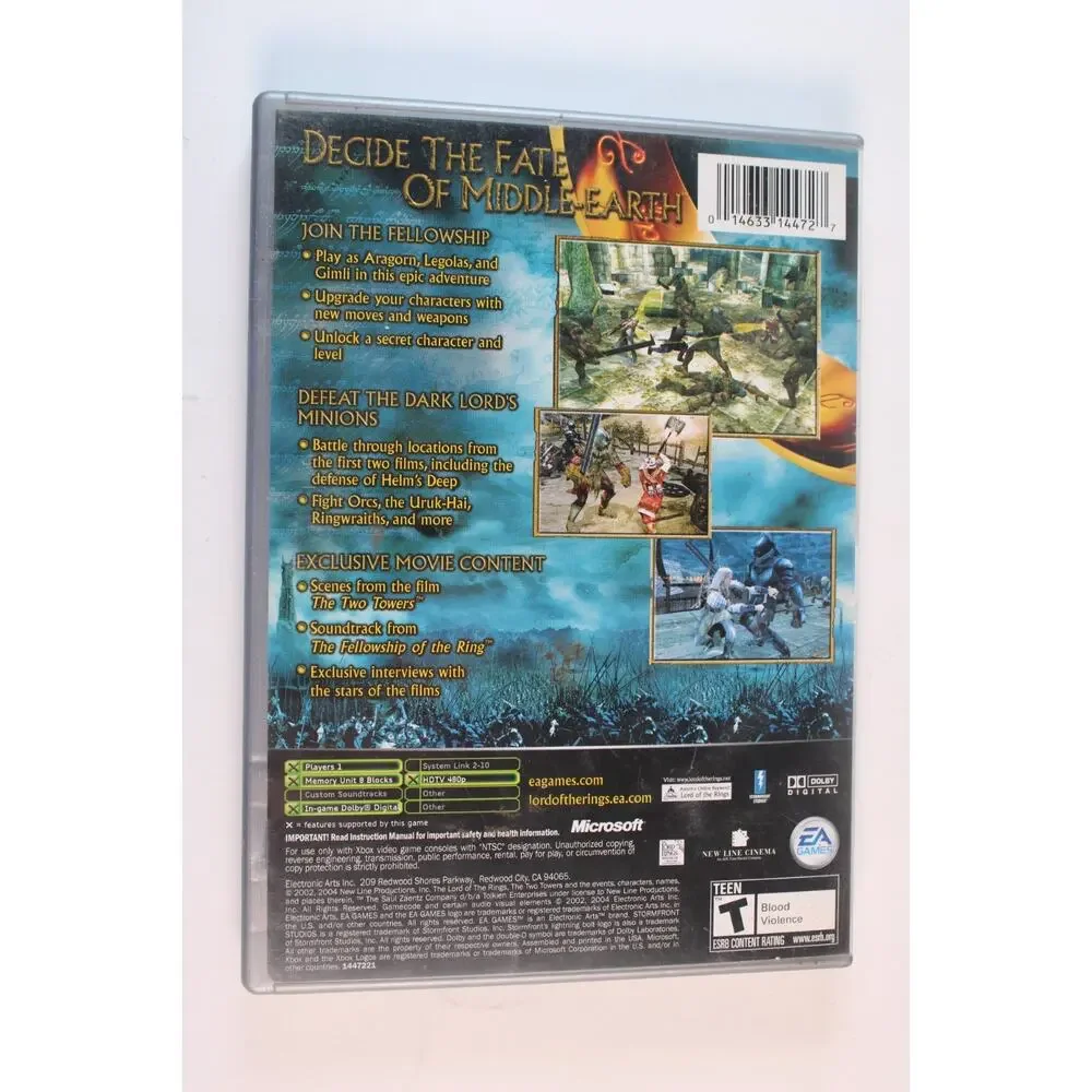 Lord of the Rings: The Two Towers (Microsoft Xbox, 2002) Authentic, Complete